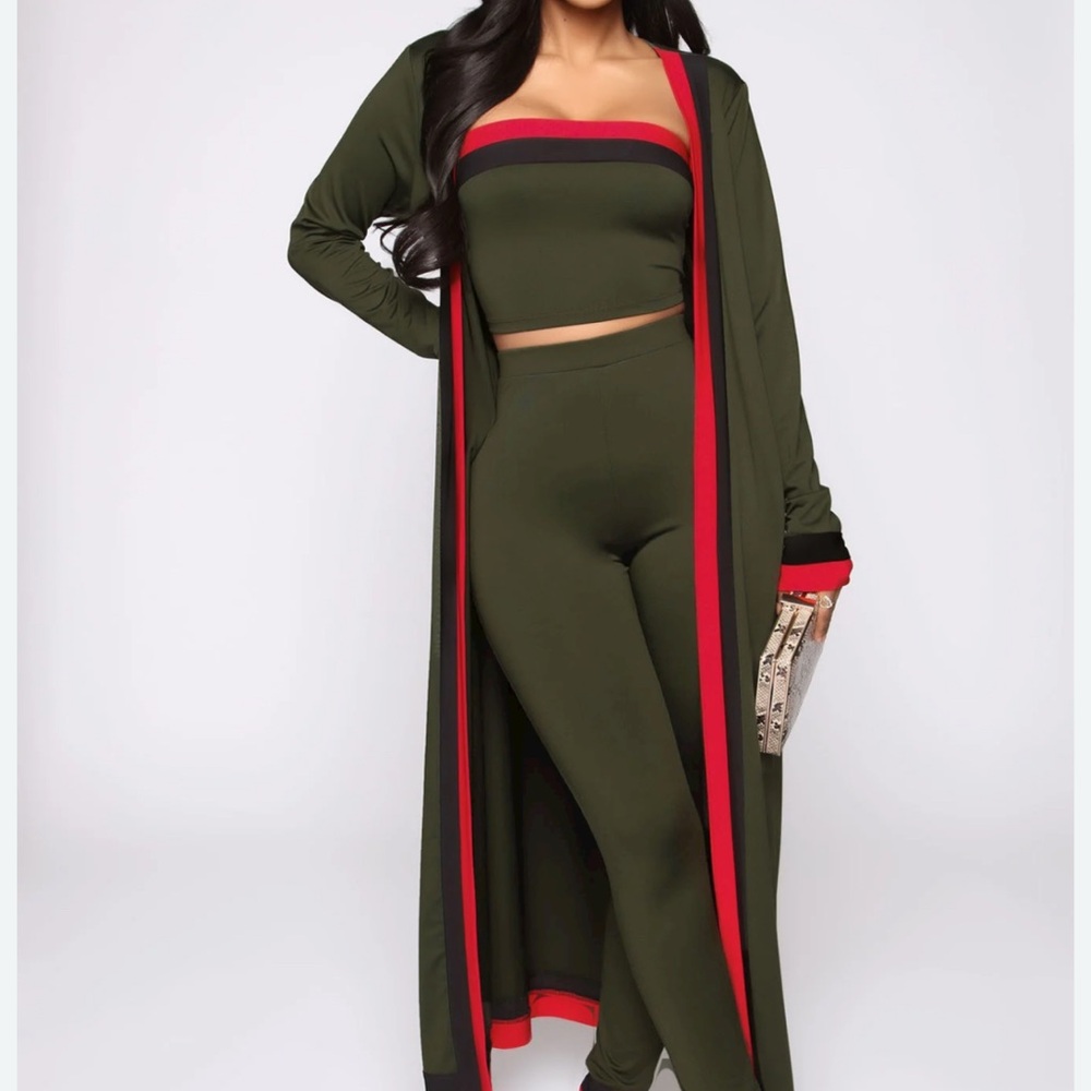 Olive Green Women's Three Piece Set